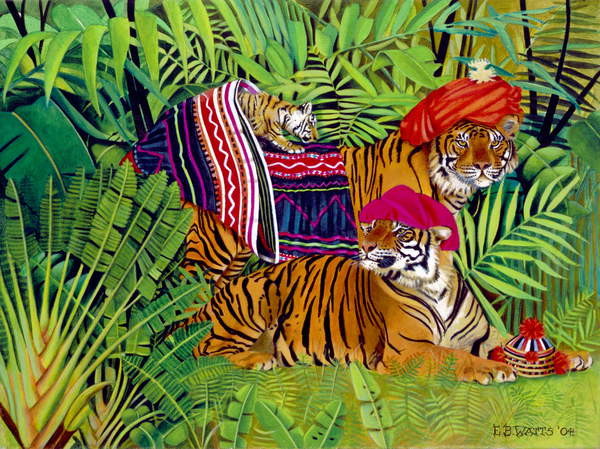 Samolepka Tiger family with Thai Clothes, 2004