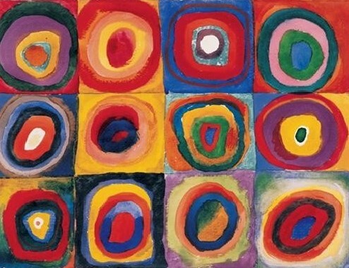 Color Study: Squares with Concentric Circles Reprodukcija
