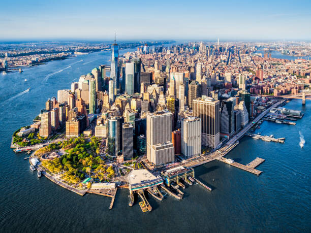 Tableau sur toile aerial view of Lower Manhattan. New York