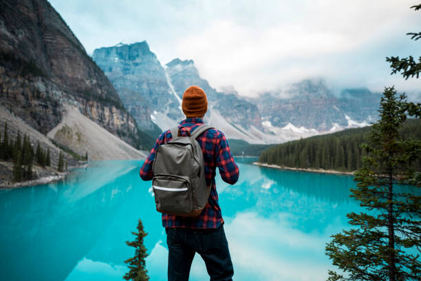 Tableau sur toile Enjoying a scenic mountain view.