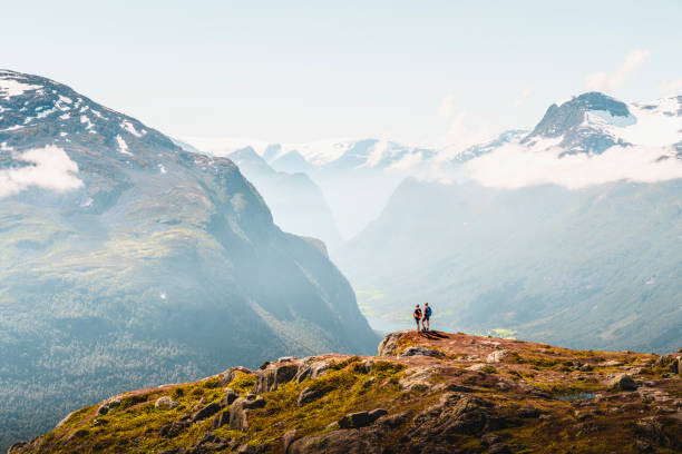 Tableau sur toile Tourists admiring the view from the