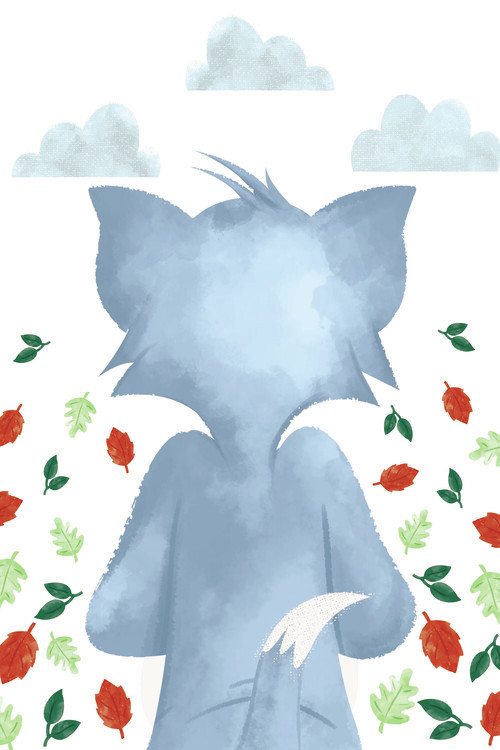 Sticker Tom en Jerry - Autumn leaves