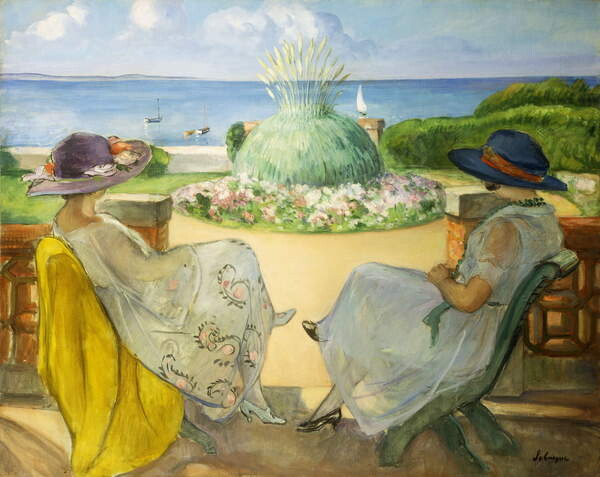 Samolepka Two Young Women on a Terrace by the Sea; Deux Jeunes Filles sur une Terrasse en Face la Mer, 1922