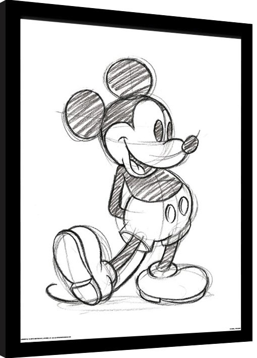 Uokvirjeni plakat Myšiak Mickey (Mickey Mouse) - Sketched Single
