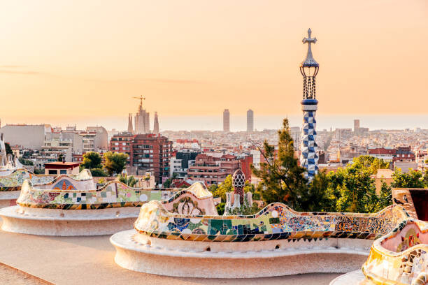 Vászonkép Barcelona cityscape with Sagrada Familia seen