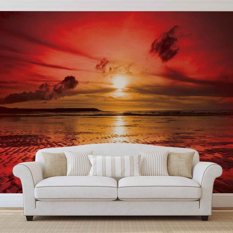 Beach Sunset Wall Paper Mural | Buy at UKposters