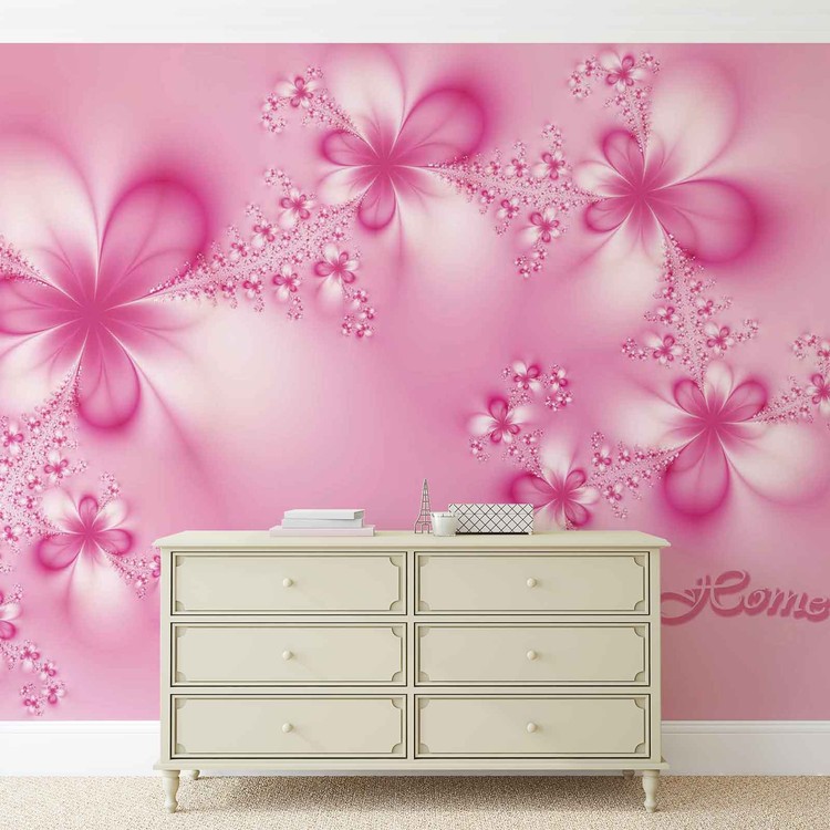 Flowers Home Pink Wall Paper Mural Buy at UKposters