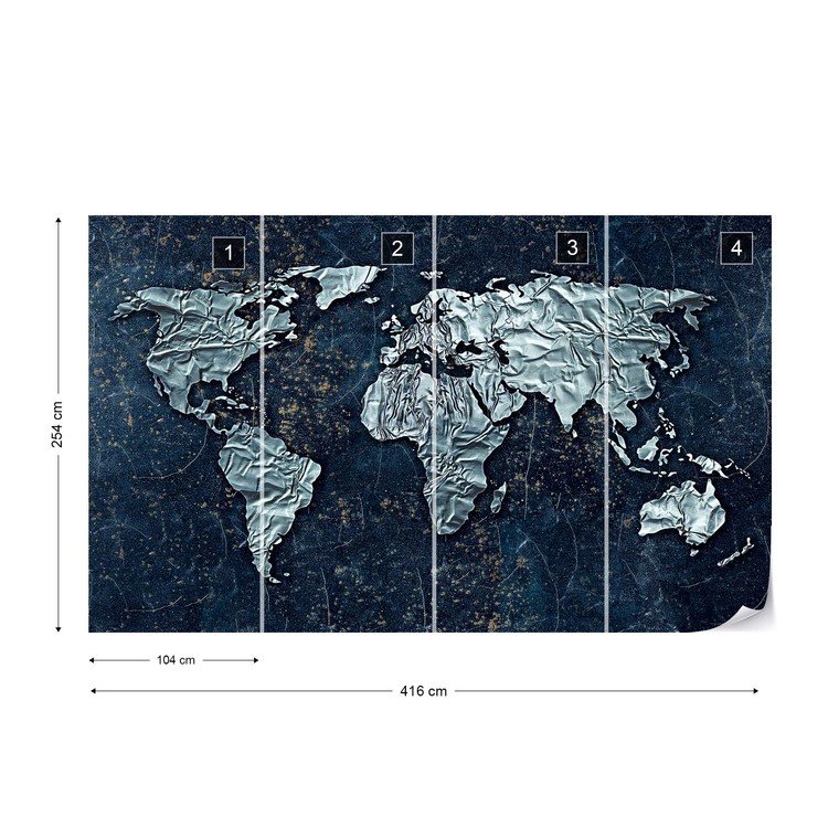 Modern 3D World Map Wall Paper Mural | Buy at UKposters