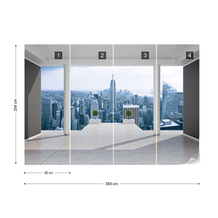 New York City Skyline 3D Penthouse View Wall Paper Mural | Buy at UKposters