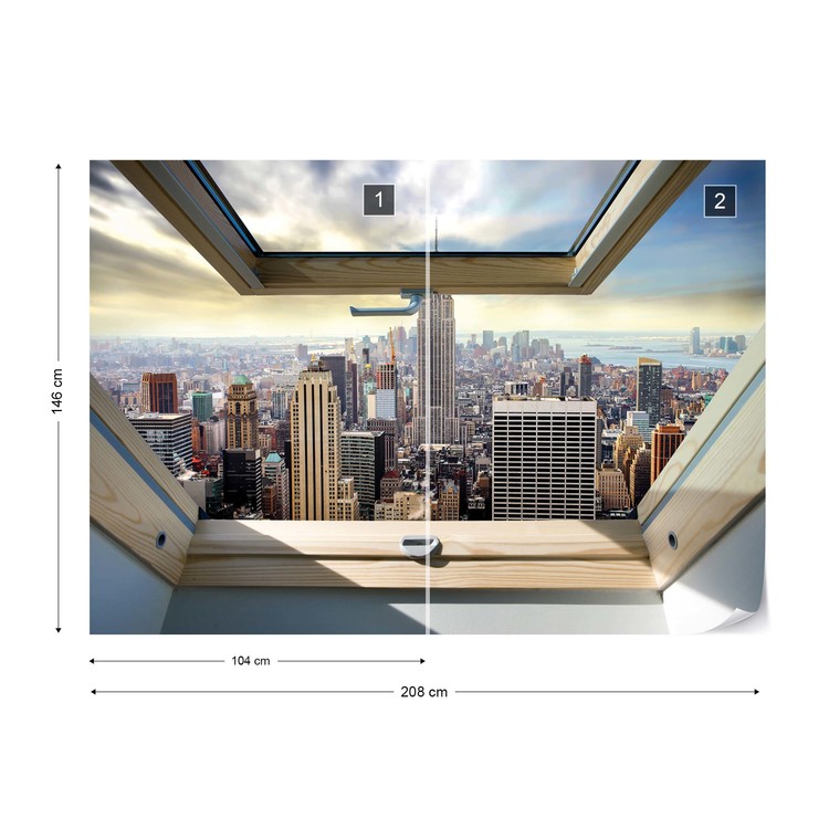 New York City Skyline 3D Skylight Window View Wall Paper Mural | Buy at  UKposters