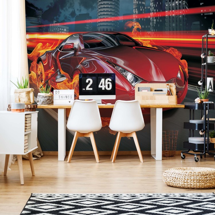 Red Car Wall Paper Mural Buy at UKposters