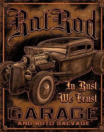Metalen wandbord GARAGE - Rat Rod