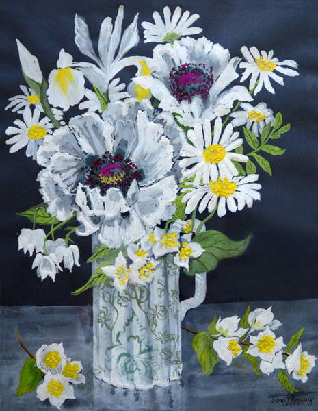 Samolepka White Poppies, Marguerites and Philadelphus,