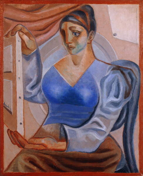 Samolepka Woman with a Painting; La Femme au Tableau,