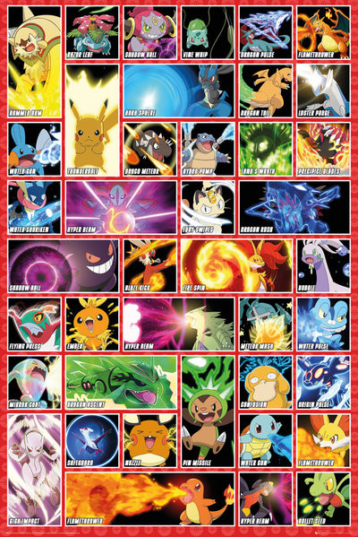 Pokémon - moves Плакат