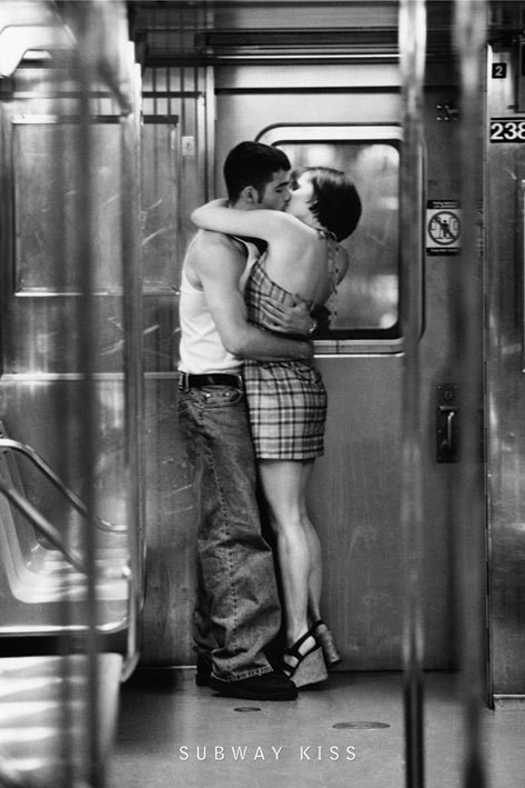 Girlfriend subway petite kissing