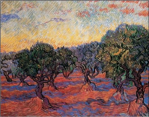 Olive Grove: Orange Sky, 1889 Художествено Изкуство