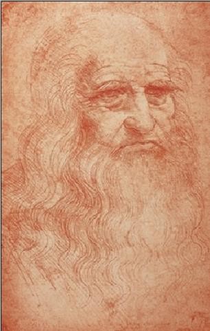 Portrait of a man in red chalk - self-portrait Художествено Изкуство