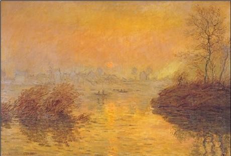Sunset on the Seine at Lavacourt Художествено Изкуство