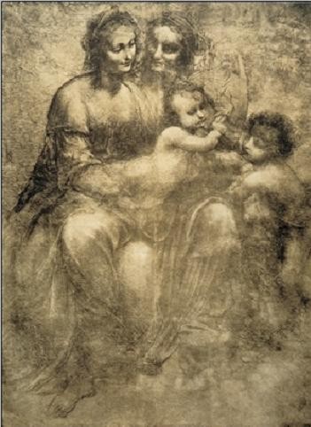 The Virgin and Child with St Anne and St John the Baptist - Burlington House Cartoon Художествено Изкуство