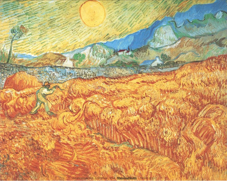 Wheat Field with Reaper, 1889 Художествено Изкуство