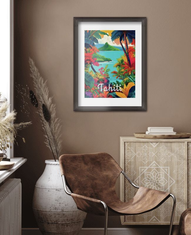 Poster Vintage Sur Toile De Tahiti Polynésie Française - Décoration