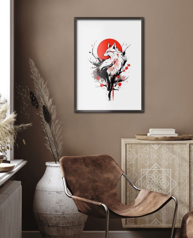Poster Sakura Kitsune Noir – Déco Murale Moderne Et Tendance