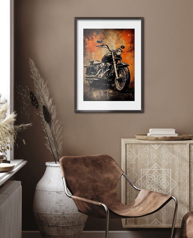 Poster, Affiche Chopper Motorcycle Vintage Bike en ligne 3+1