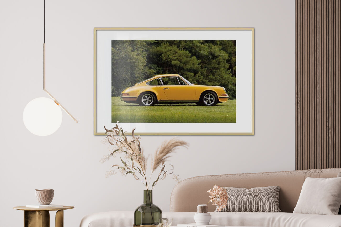 Tableau Porsche 911 Carrera S Argent Sur Toile - XXL 246x80cm - Déco Murale