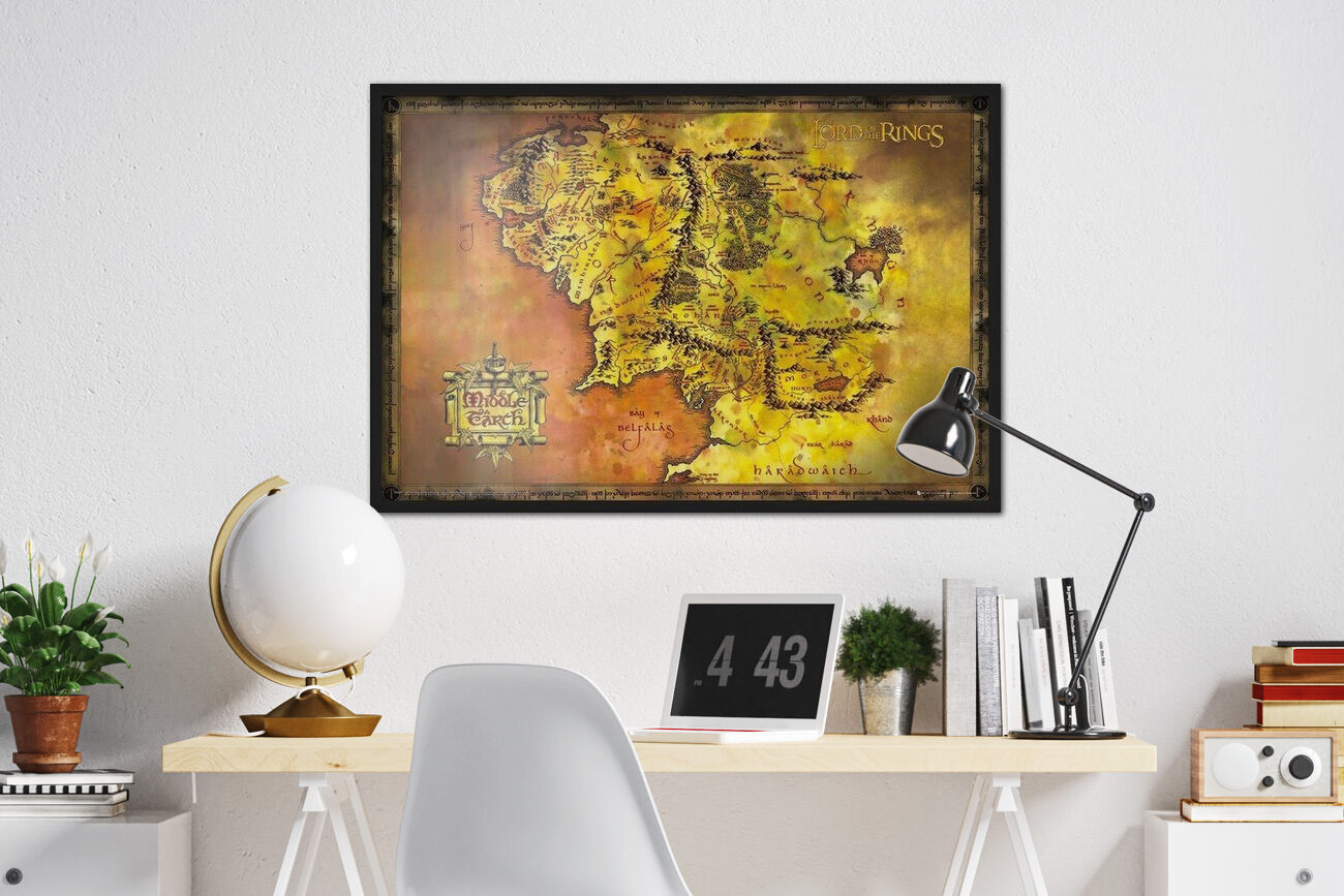 Plakát Pán prstenů  Mapa Středozemě