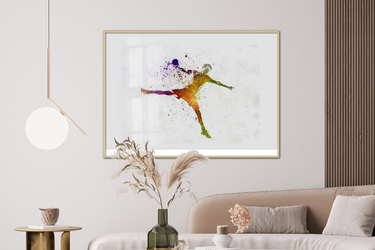 Poster Aquarelle Handball Sur Toile 30x45 Cm - Décoration Murale Chambre, Bureau - Personnalisation Possible