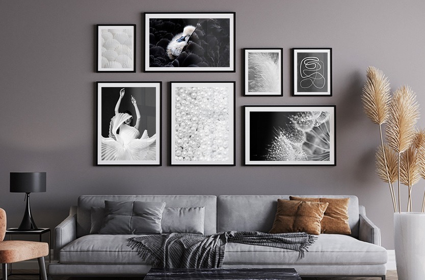 Molte foto in bianco nero modello di cornice per poster di design
