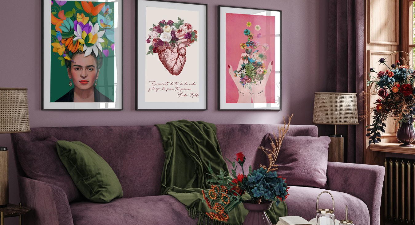 Cuadro ilustración floral colorido y abstracto, estilo nórdico - kuadro –